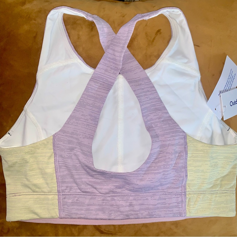 OUTDOOR VOICES Lavender & Cream Cross Back Activewear Top Sports Bra size Small - Picture 3 of 4